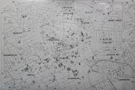 Mapa de Curitiba de 1958, que abrange os bairros, loteamentos e a zona suburbana da cidade.